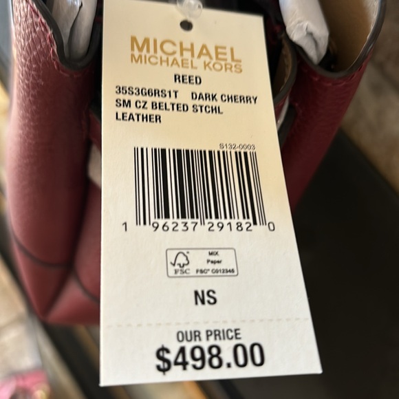 NWT dark cherry Reed Belted satchel - Picture 4 of 9